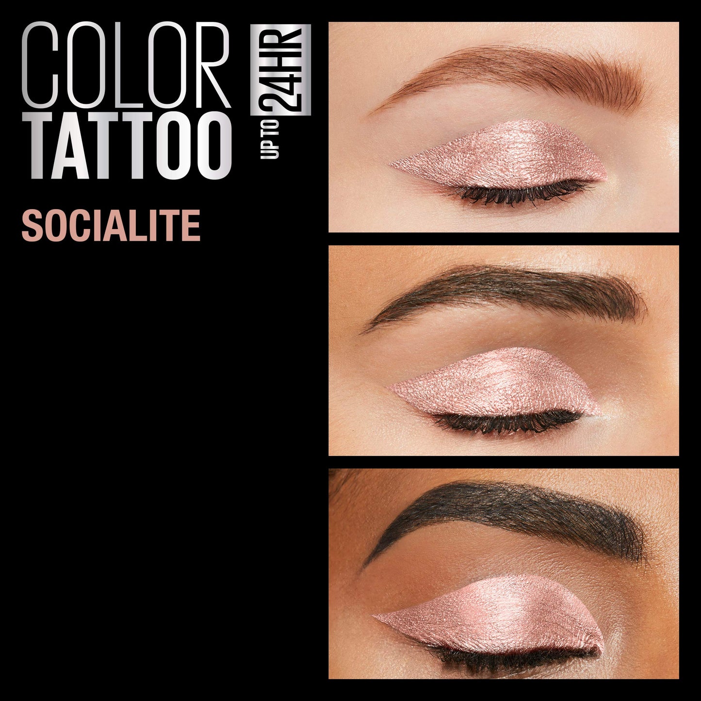 Maybelline Color Tattoo Waterproof Fade Resistant Crease Resistant Blendable Cream Eyeshadow Pots Makeup, Socialite, 0.14 Oz