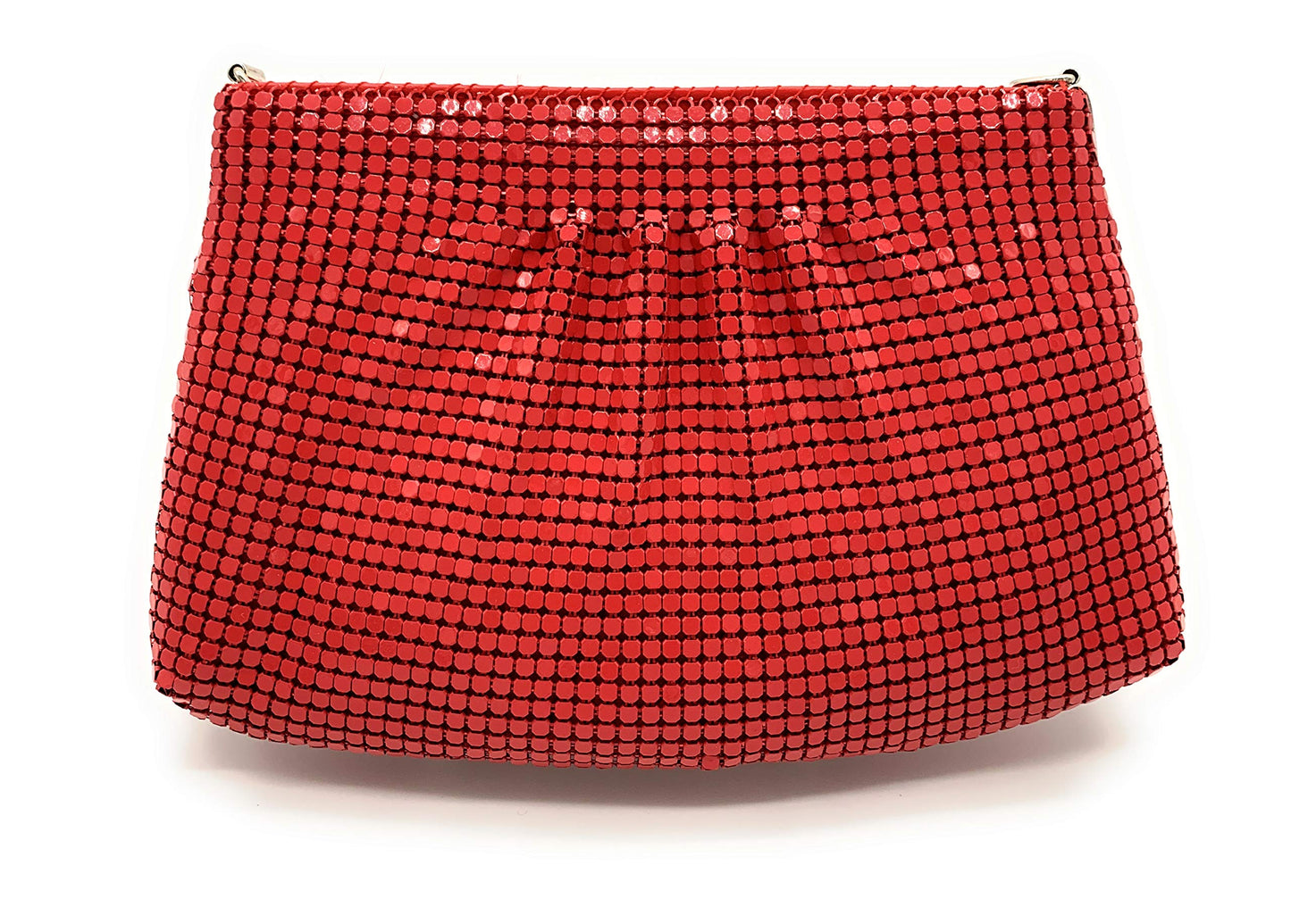 Women's Evening Clutches Metal Mesh Party Purse Bag (Red) Small