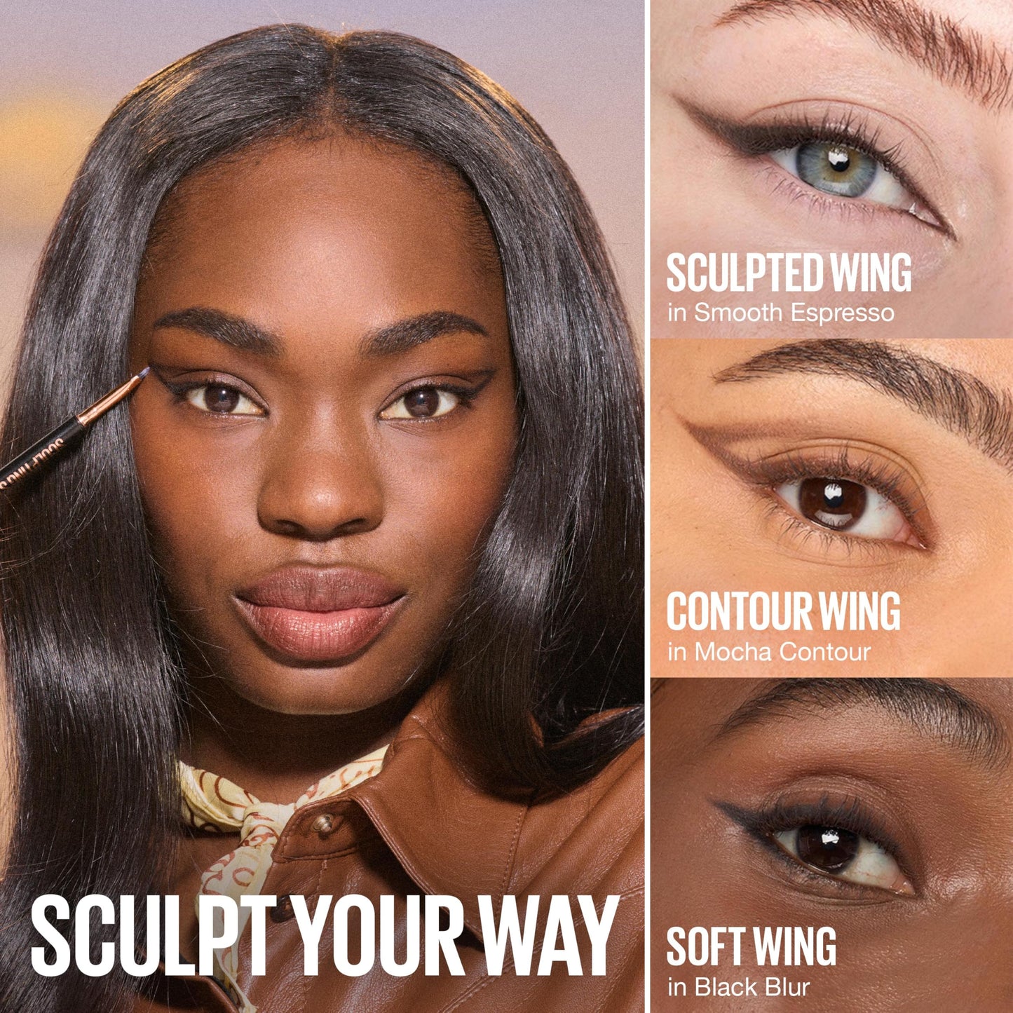 MAYBELLINE Sculpting Stix 2-in-1 Eyeliner, Dual Ended Brown Eye Liner With Up to 24HR Wear, Smudge and Sweat-Resistant Eye Makeup Formula, Smooth
