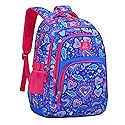 MYGOO Tropical Kids Backpack for Girls | 17" Heart Blue | Grove Collection | Designed for School-Aged Children