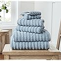 Christian Siriano NY Textured Zero Twist Light Blue 6 Piece Towel Set, Solid Color Themed, Oeko-TEX Certified Confidence