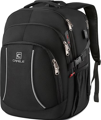 17.3 inch Laptop Backpack,School Bookbag Computer Rucksack with USB Charging Port,Water Resistant Sturdy Bagpack for Business College School Travel,Men Women Casual Daypack,Black