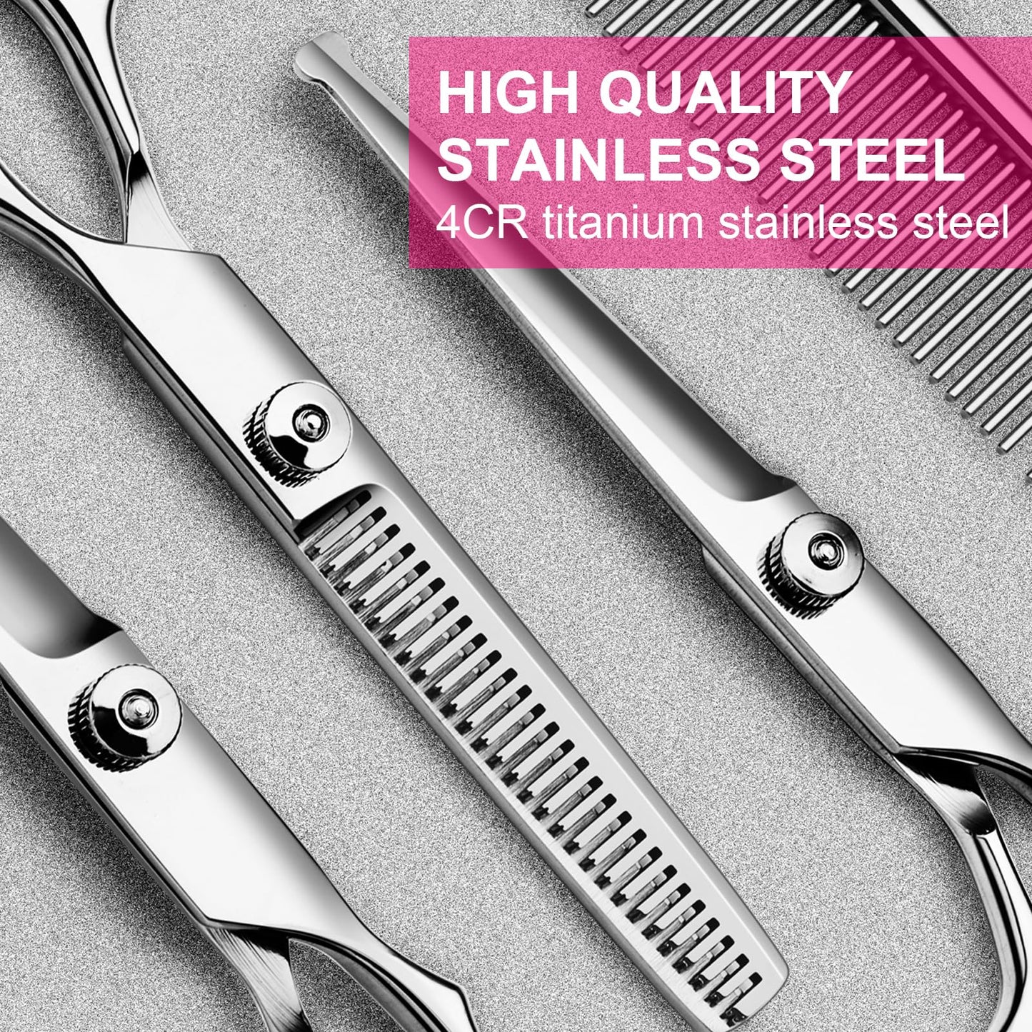 TINMARDA 5-in-1 Dog Grooming Scissors Kit – Professional Titanium-Coated Shears with Safety Round Tips for Dogs, Cats & Pets at Home