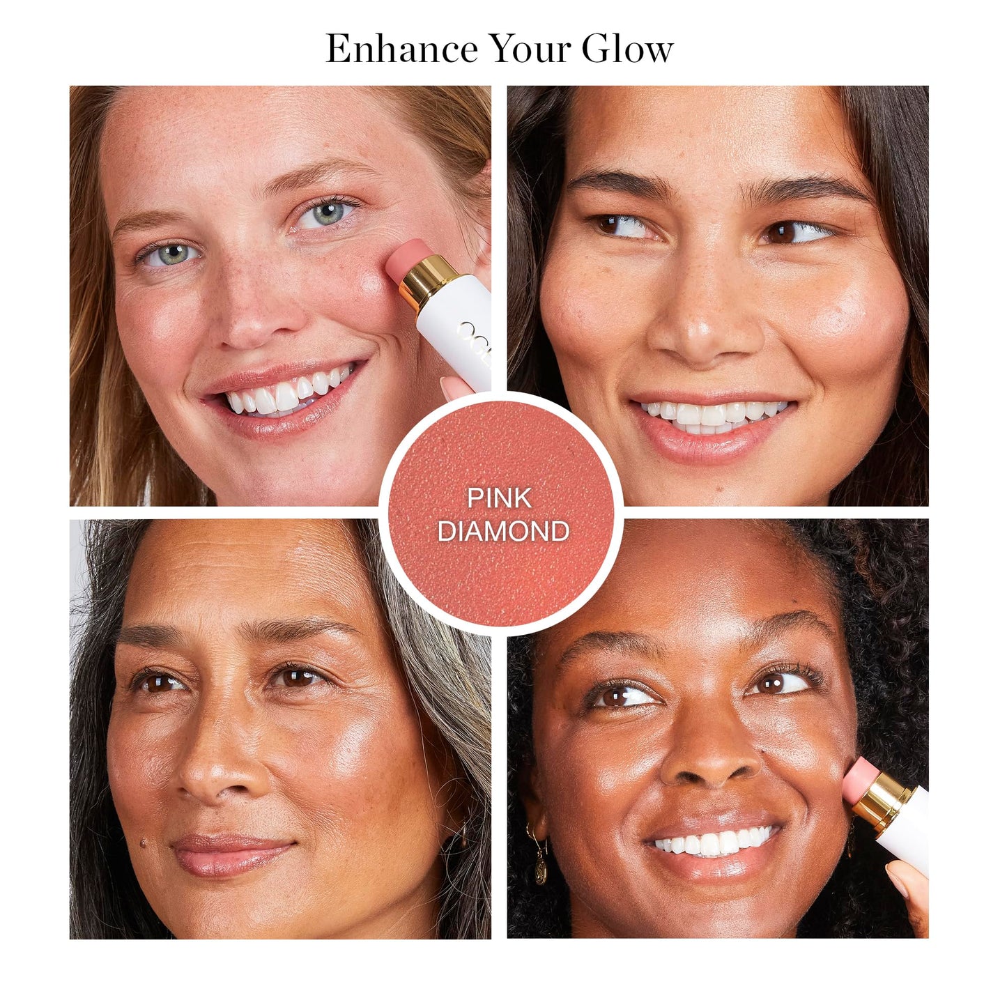 Ogee Sculpted Face Stick (PINK DIAMOND - MATTE NEUTRAL PINK) Certified Organic Blush Stick - Multi-Use Cream Blush & Highlighter Stick