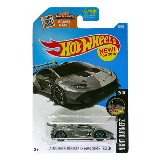 Hot Wheels 2016 Night Burnerz Lamborghini Huracan LP 620-2 Super Trofeo 82/250, Silver