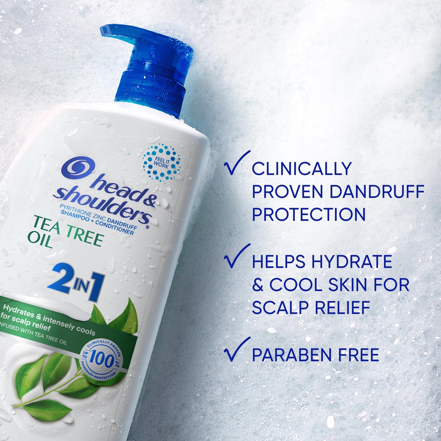 Head & Shoulders Anti-Dandruff Shampoo and Conditioner with 1% Pyrithione Zinc, Tea Tree Oil 2-in-1 Twin Pack, Tea Tree Shampoo with Cooling Beauty and Personal Care Head & Shoulders
