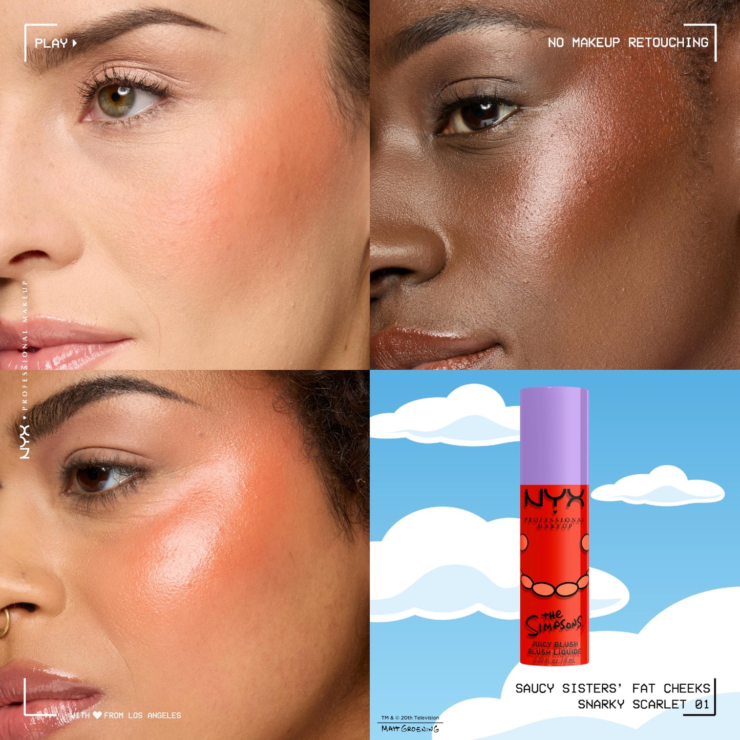 NYX PROFESSIONAL MAKEUP Saucy Sisters' Fat Cheeks Blush, Juicy Liquid Blush For A Radiant Pop of Color, The Simpsons Collaboration, Vegan