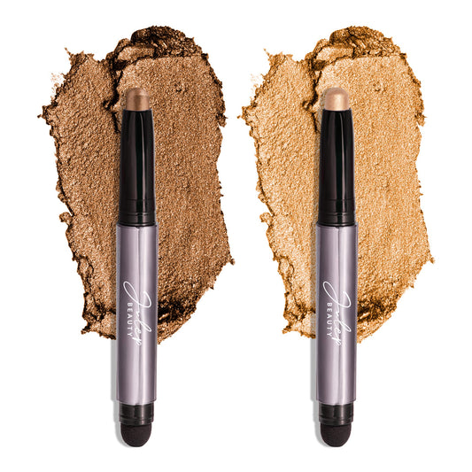 Julep Eyeshadow 101 Crème-to-Powder Waterproof Eyeshadow Stick Duo - Long-Lasting, Crease-Proof, Easy Apply with Built-in Smudger - Bronze Shimmer