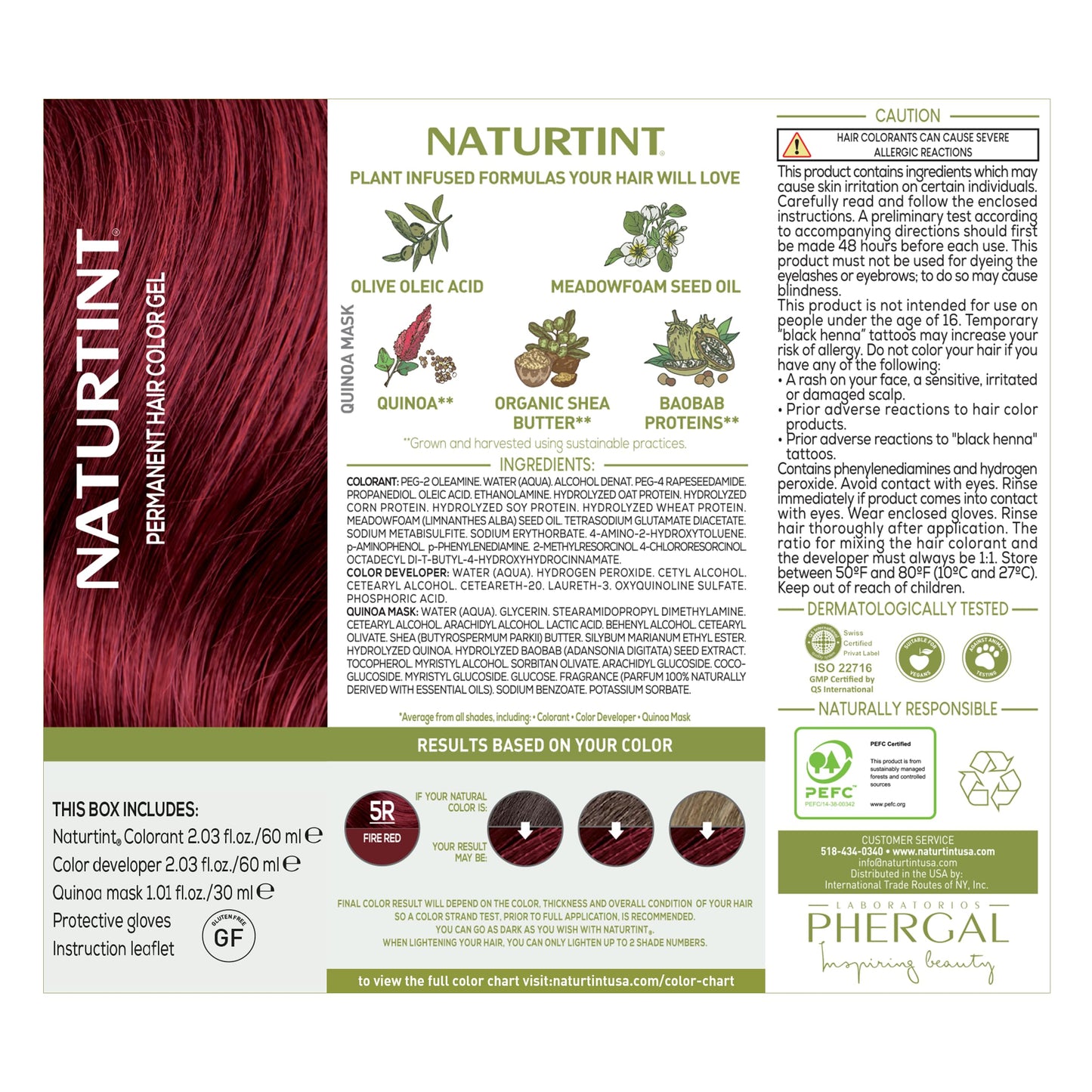 Naturtint 5R Fire Red Permanent Hair Color (Pack of 1), Ammonia Free, Vegan, Cruelty Free, up to 100% Gray Coverage, Long Lasting Results (Packaging
