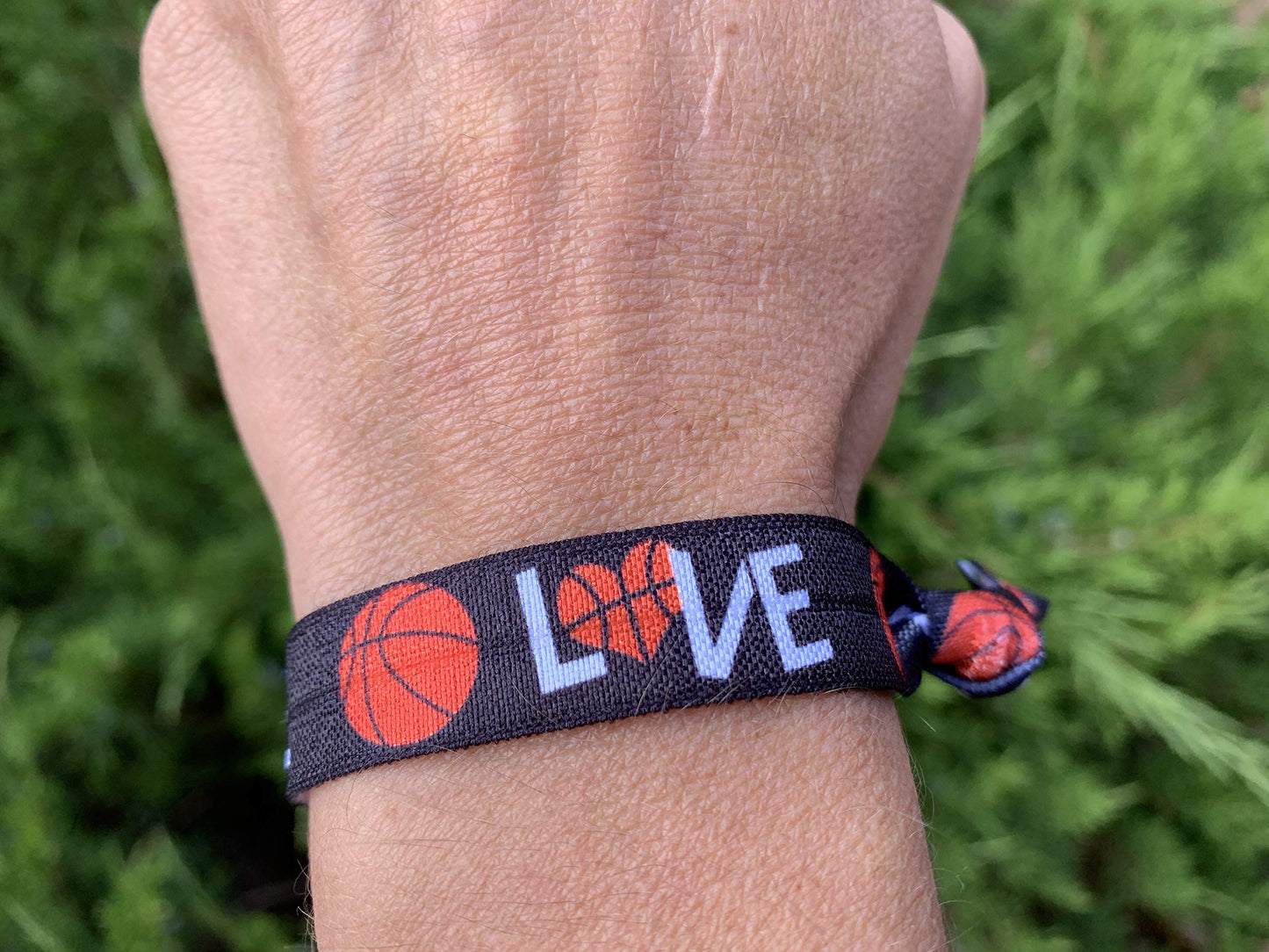 Infinity Collection - Basketball Hair Ties (Black) - No Crease & Tangle, One Size Comfort Fit Hair Accessories for Sports-Fan - 5 Packs (2pcs/Pack)