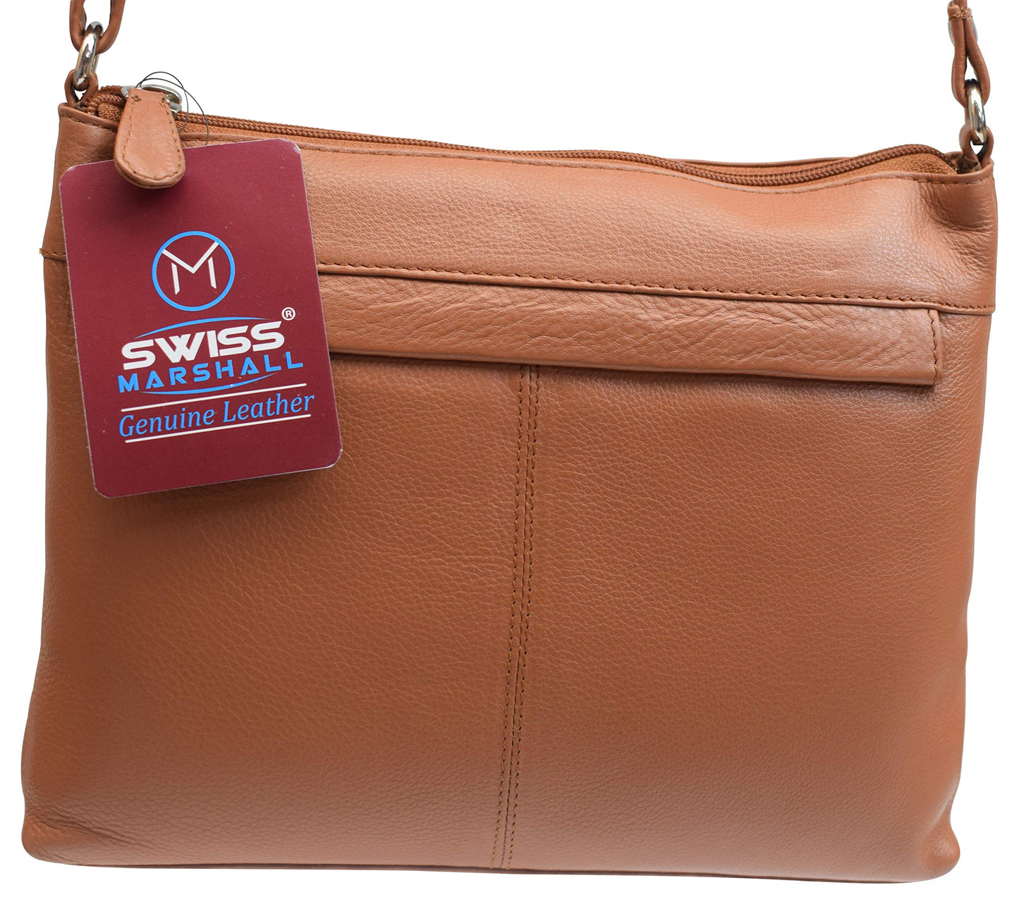 Swiss Marshall Women's Designer Purse Shoulder Bag Soft Leather Crossbody Handbag for Ladies (Tan)