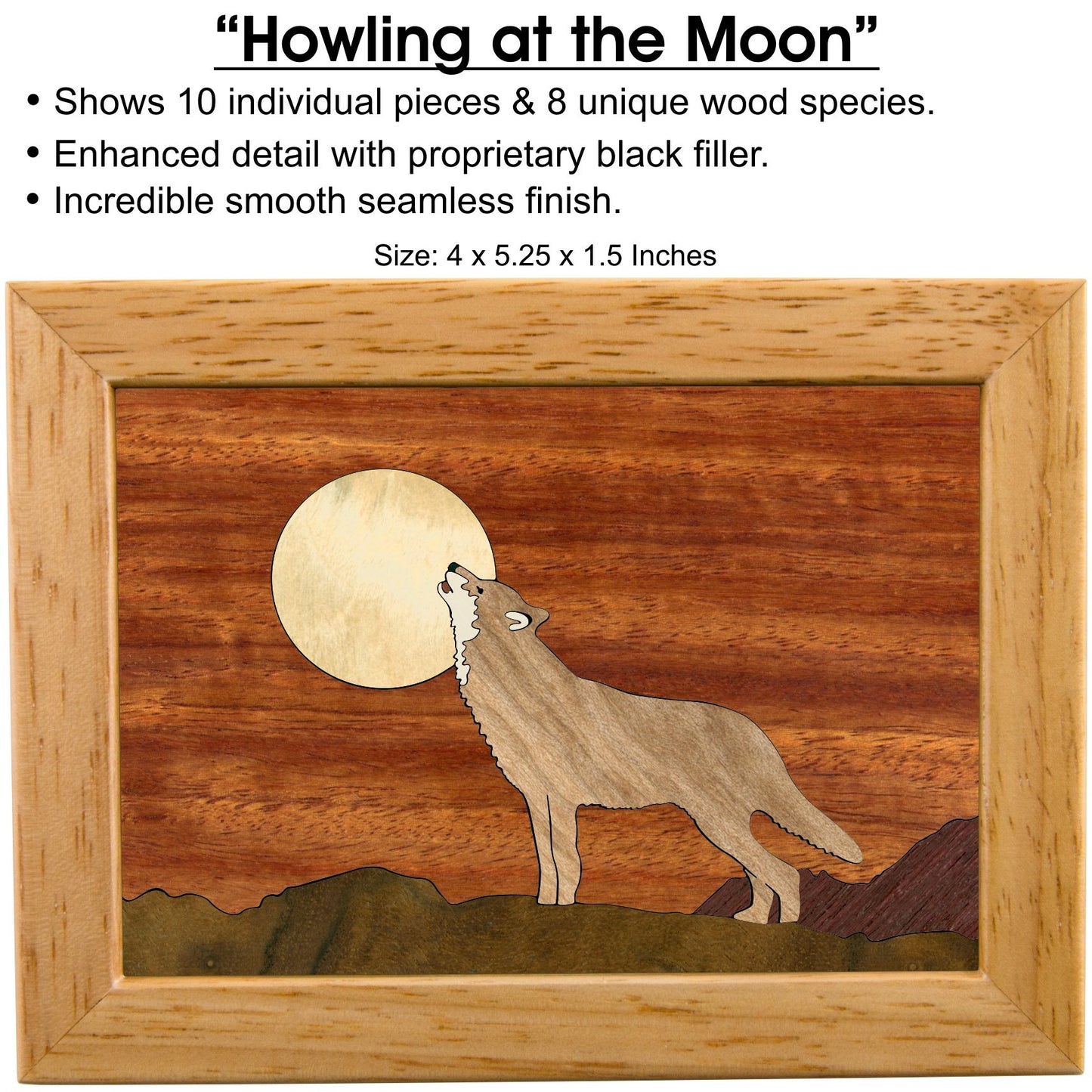 Wood Art Wolf Box - Handmade in USA - Unmatched Quality - Unique, No Two are the Same - Original Work of Wood Art. A Wolf Gift, Ring, Trinket or Wood…