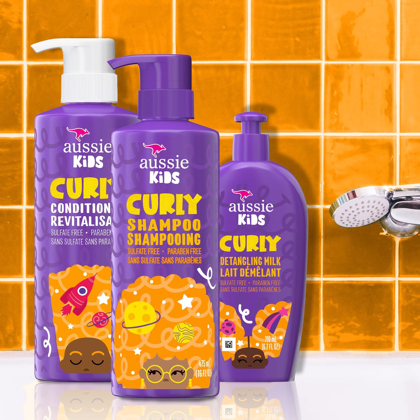 Aussie Kids Shampoo, Conditioner, and Leave-in Conditioner Bundle for Curly Hair, Sulfate and Paraben Free