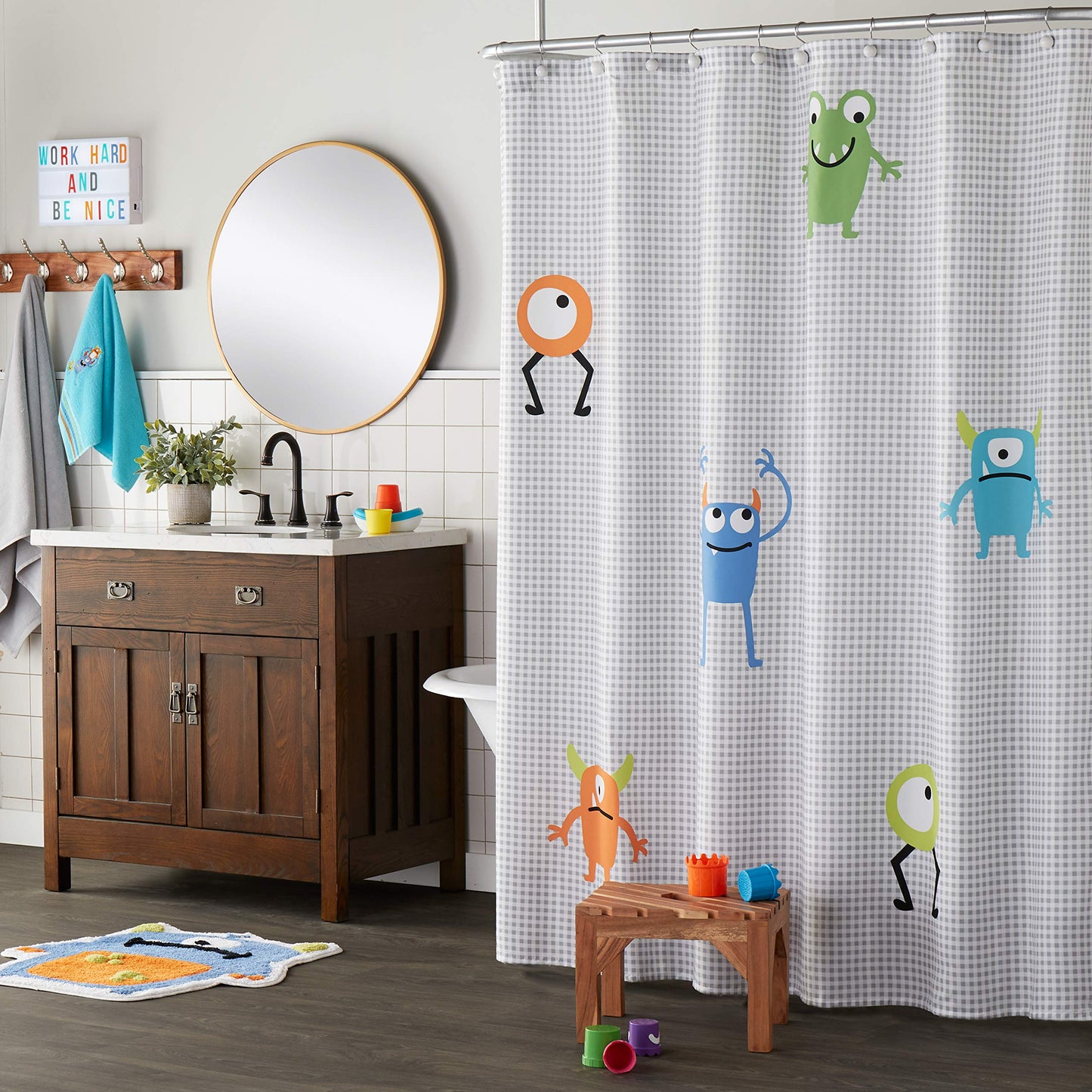 SKL Home Monsters Shower Curtain, Multicolored
