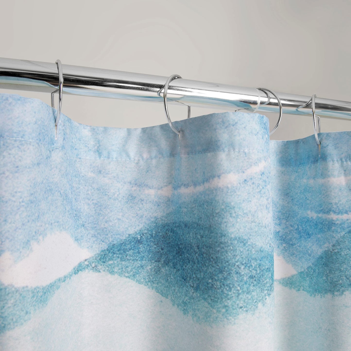 Allure Home Creation Roller Stripe Polyester Fabric Printed Shower Curtain 70"x72" Blue