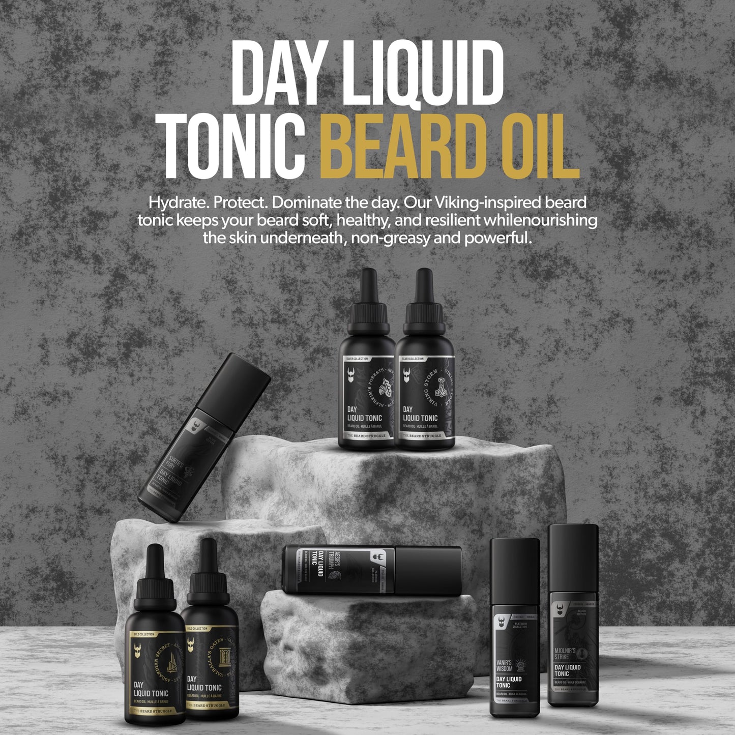 The Beard Struggle - Day Liquid Tonic Beard Oil - Gold Collection, Asgardian Secret - Beard Oil for Men - Moisturize, Softens Hair, Reduces Itch - Day