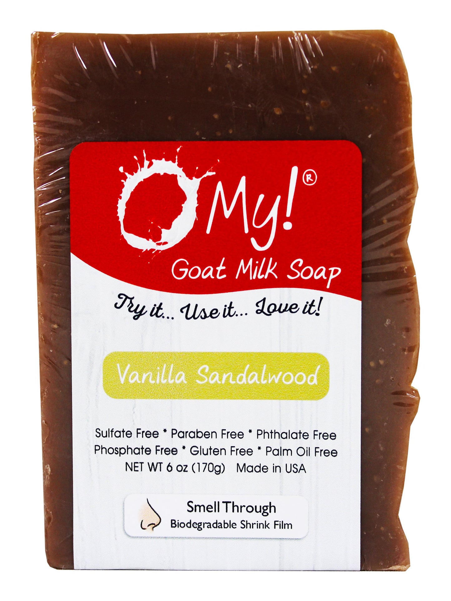 O My! Goat Milk Soap 6oz Bar - Vanilla Sandalwood | Made with Farm-Fresh Goat Milk | Moisturizes dry skin | Gently Exfoliates | Paraben Free | Leaping