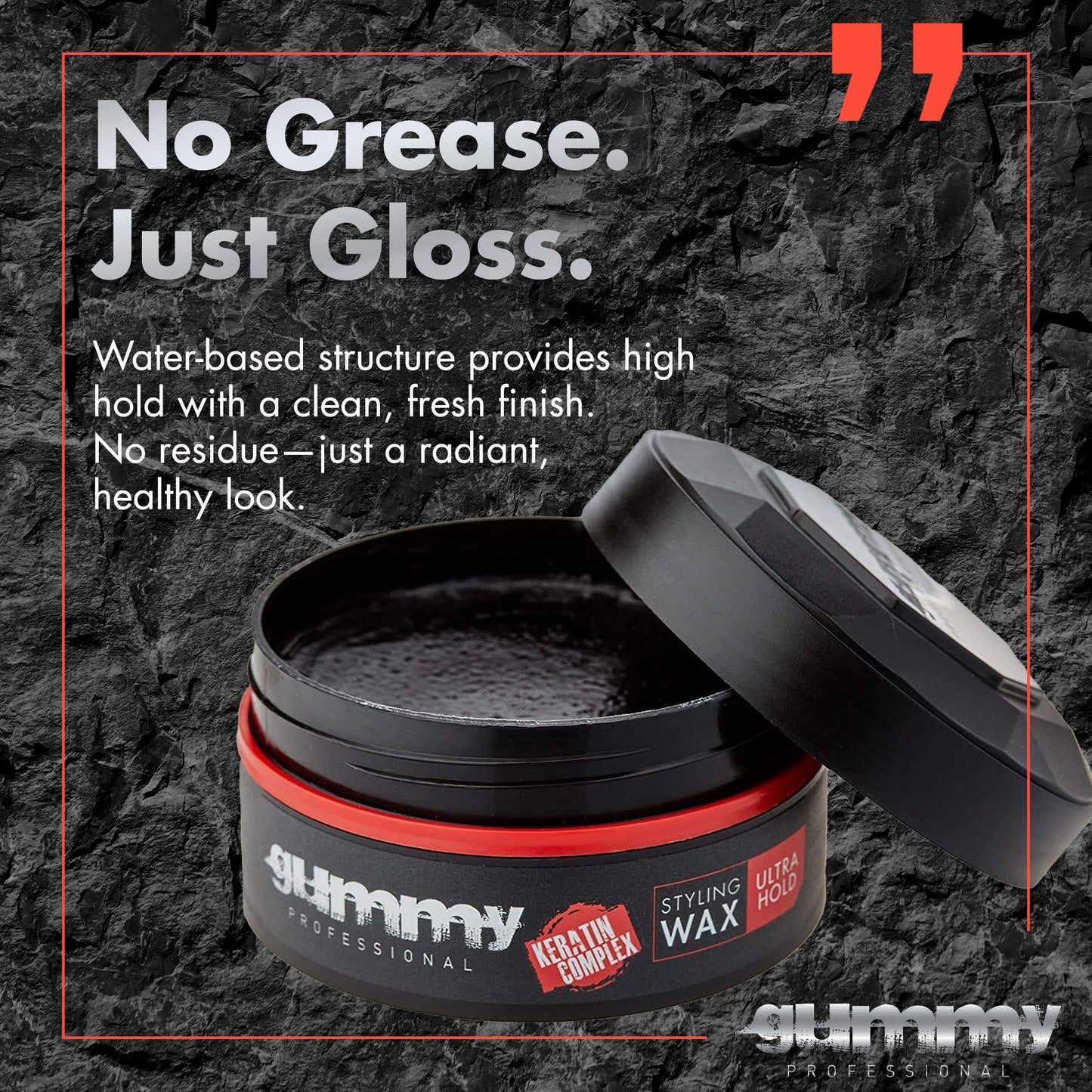 Gummy Professional - Hair Wax for Men - Ultra Hold Styling Pomade for Dry, Damp Hair - Water-Based Texturizing Clay Paste with Provitamin B5 & Keratin
