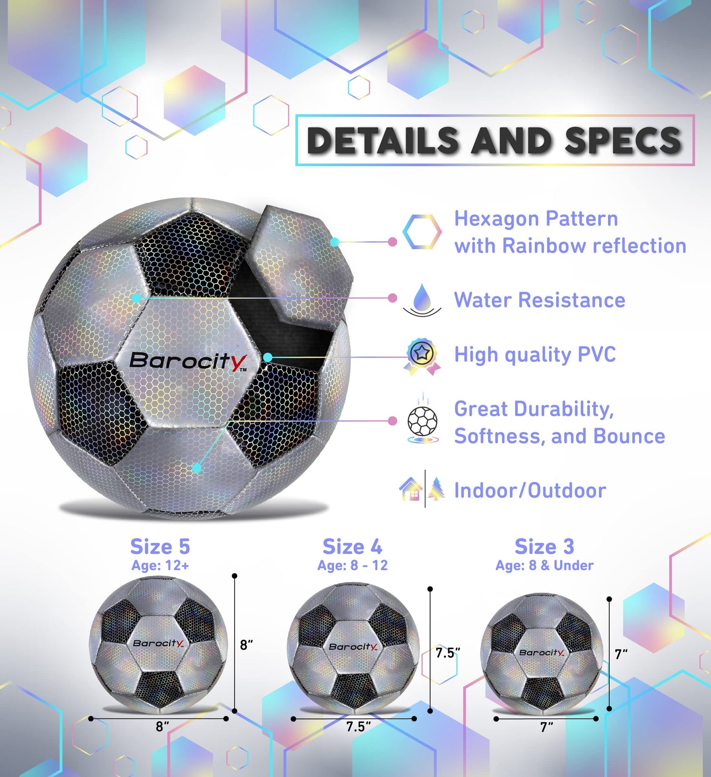 Barocity Classic Black & Silver Soccer Ball Size 5