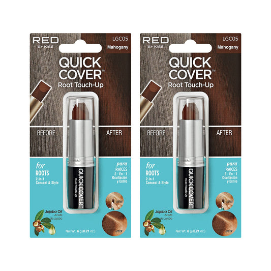 RED by Kiss Quick Cover Root Touch Up Stick, Water-Resistant Temporary Gray Hair Concealer with Brush for Roots and Beard, Long-Lasting Coverage, Easy