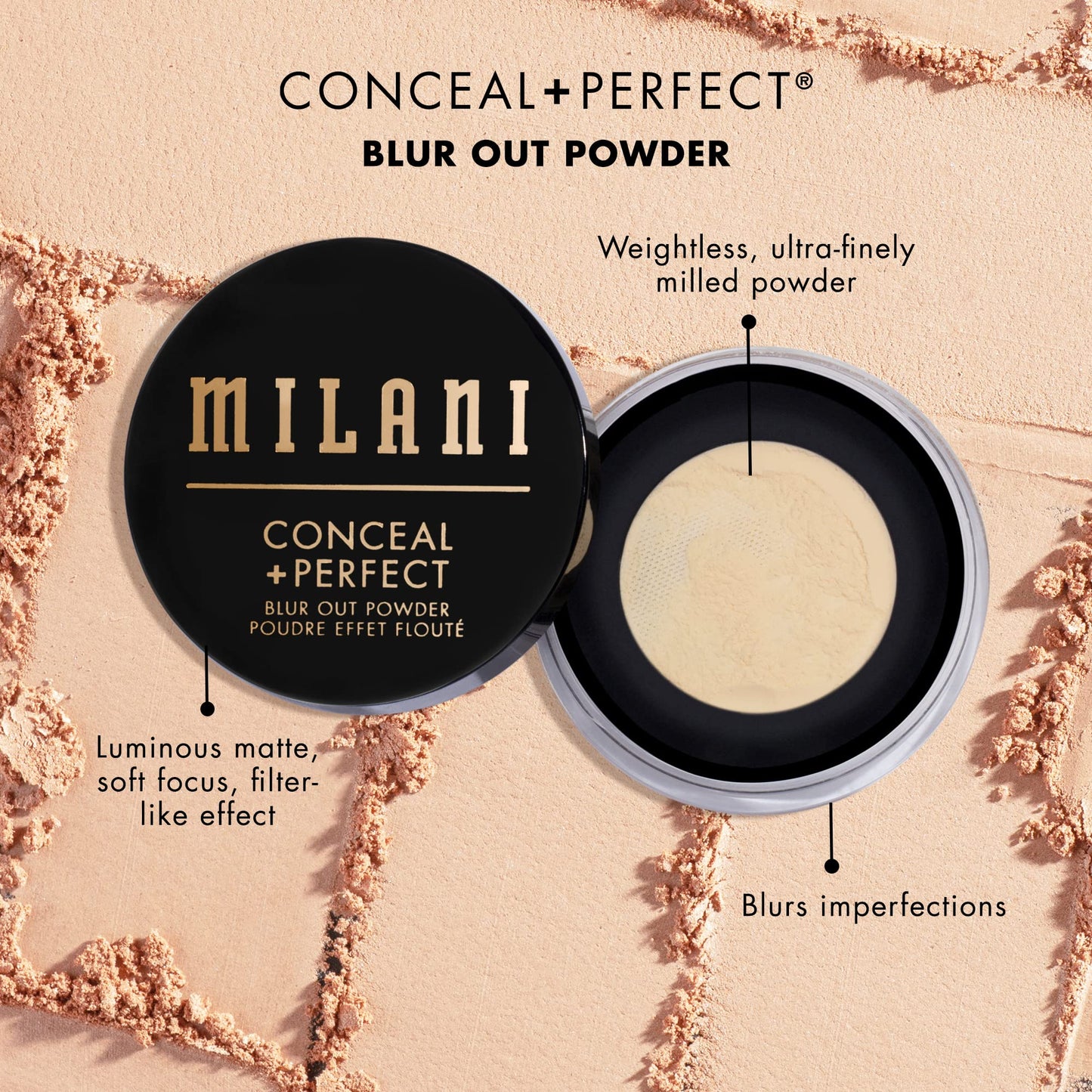 Milani Conceal + Perfect Setting Powder Makeup -Translucent Blur Out Talc-free Formula, Pore Blurring Filtered Finish Beauty & Personal Care Milani