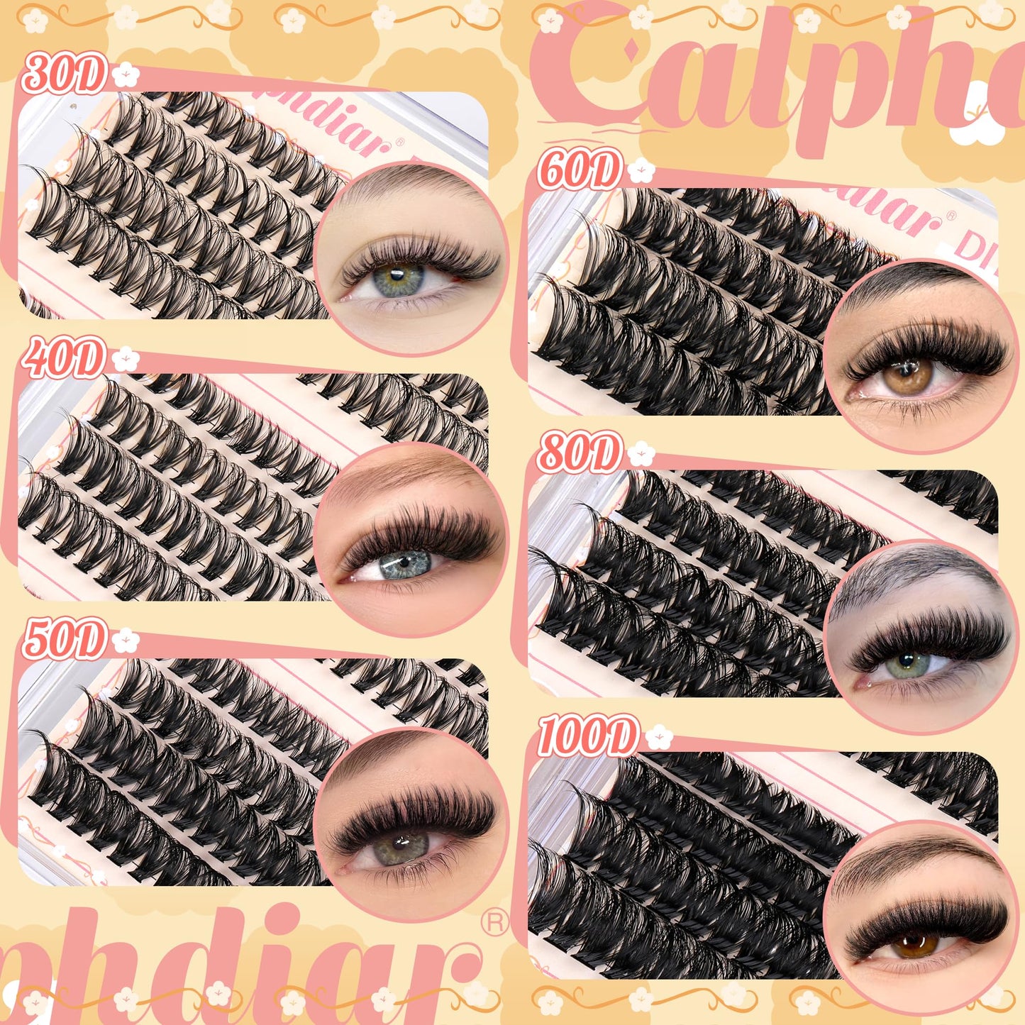 Lash Clusters Kit 30D-100D Wispy Eyelash Extension Kit 474pcs Individual Lashes 8-16MM Cluster Eyelash Extensions DIY Lash Extension Kit D-Curly Beauty and Personal Care calphdiar