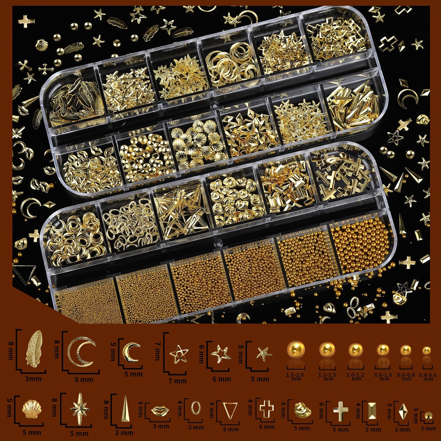 Teenitor Gold Nail Charms and Gems Set, 4 Boxes Nail Gems Nail Pearls Nail Art Tools, 3D Cross Nail Charms Heart Nail Rhinestones for Nails Supplies Beauty and Personal Care Teenitor