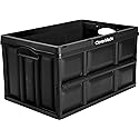 CleverMade CleverCrates 62 Liter Collapsible Storage Bin/Container: Solid Wall Utility Basket/Tote, Black