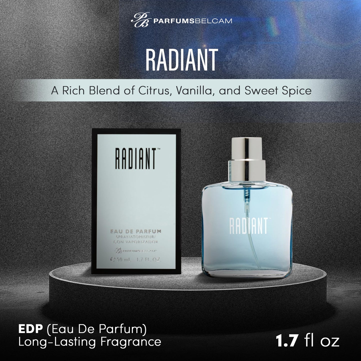 PB ParfumsBelcam Radiant Eau de Parfum for Women - Warm Oriental Vanilla Gourmand Perfume with Citrus, Chocolate & Caramel - Sweet Spicy Fragrance