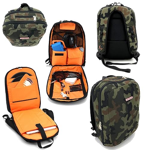 Jetpack Slim Backpack for DVS, Mobile, or Club DJ Gig Set, Bag Carry Laptop, Stand, Tablet, Headphone, Vinyl Records, USB Mobile Devices, Needle Case, Cables, Microphone & More. TSA Compliant (Camo)