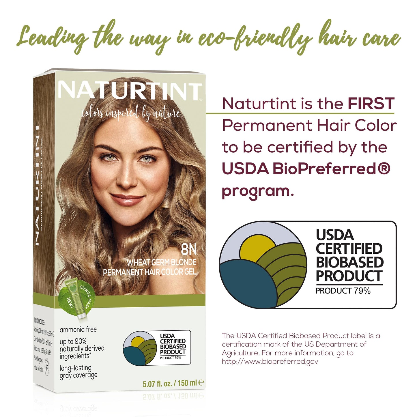 Naturtint 8N Wheat Germ Blonde Permanent Hair Color (Pack of 6), Ammonia Free, Vegan, Cruelty Free, up to 100% Gray Coverage, Long Lasting Results