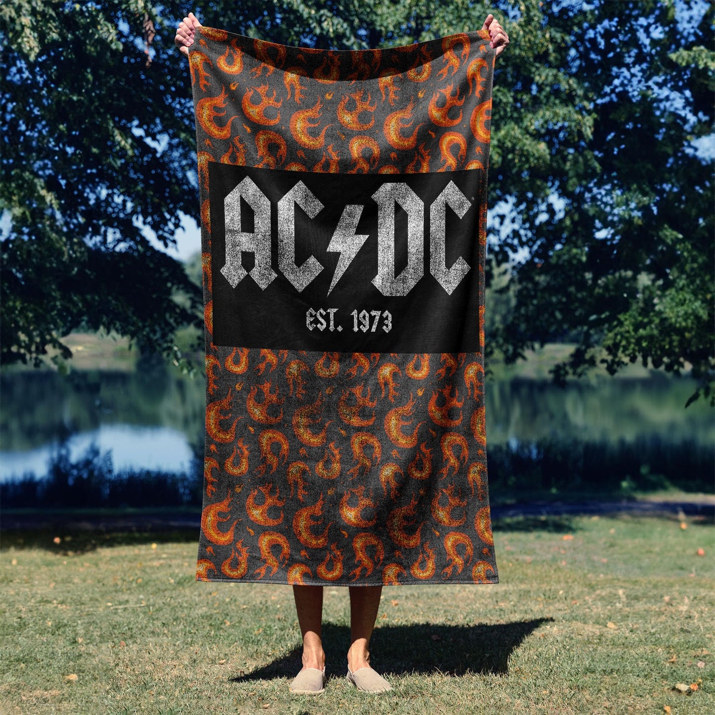 Northwest AC/DC Est. 1973 Beach Towel, Quick-Dry, Soft & Absorbent Lightweight Travel Essentials for Pool or Bath, 40 x 72 inches