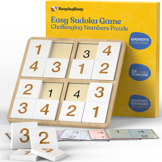 Keeping Busy Wooden Sudoku with Templates – Dementia Activities & Memory Game for Seniors, Alzheimer’s Products & Elderly Gifts