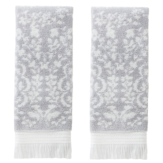 SKL Home by Saturday Knight Ltd. Carrick Medallion 100% Turkish Cotton Hand Towel (2-Pack), Gray