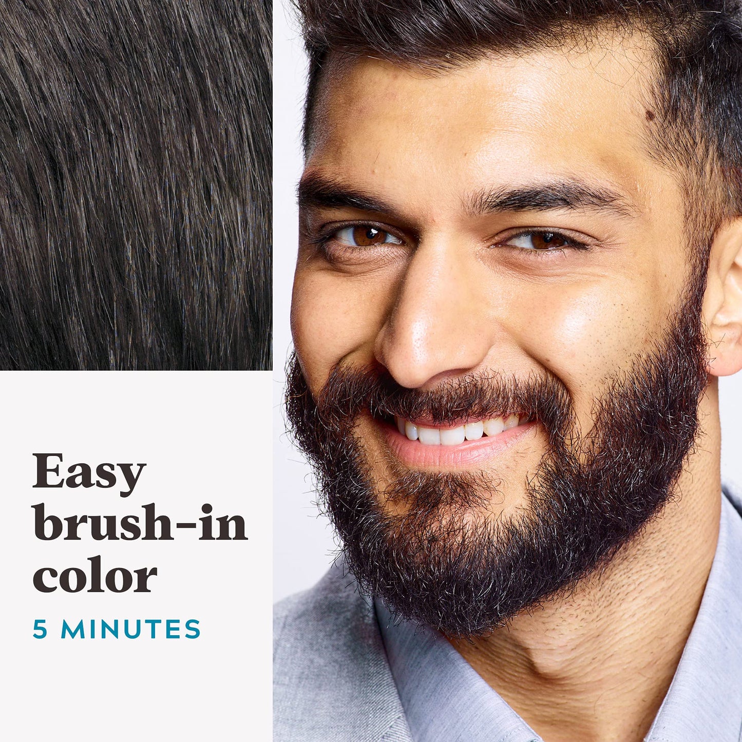 Just For Men Mustache & Beard, Beard Coloring for Gray Hair with Brush Included, With Keratin Biotin Aloe and Coconut Oil for Healthy Facial Hair