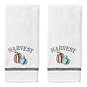 SKL Home Fall Nature's Harvest Hand Towel 2pc Set for Bath/Kitchen & Gift, White