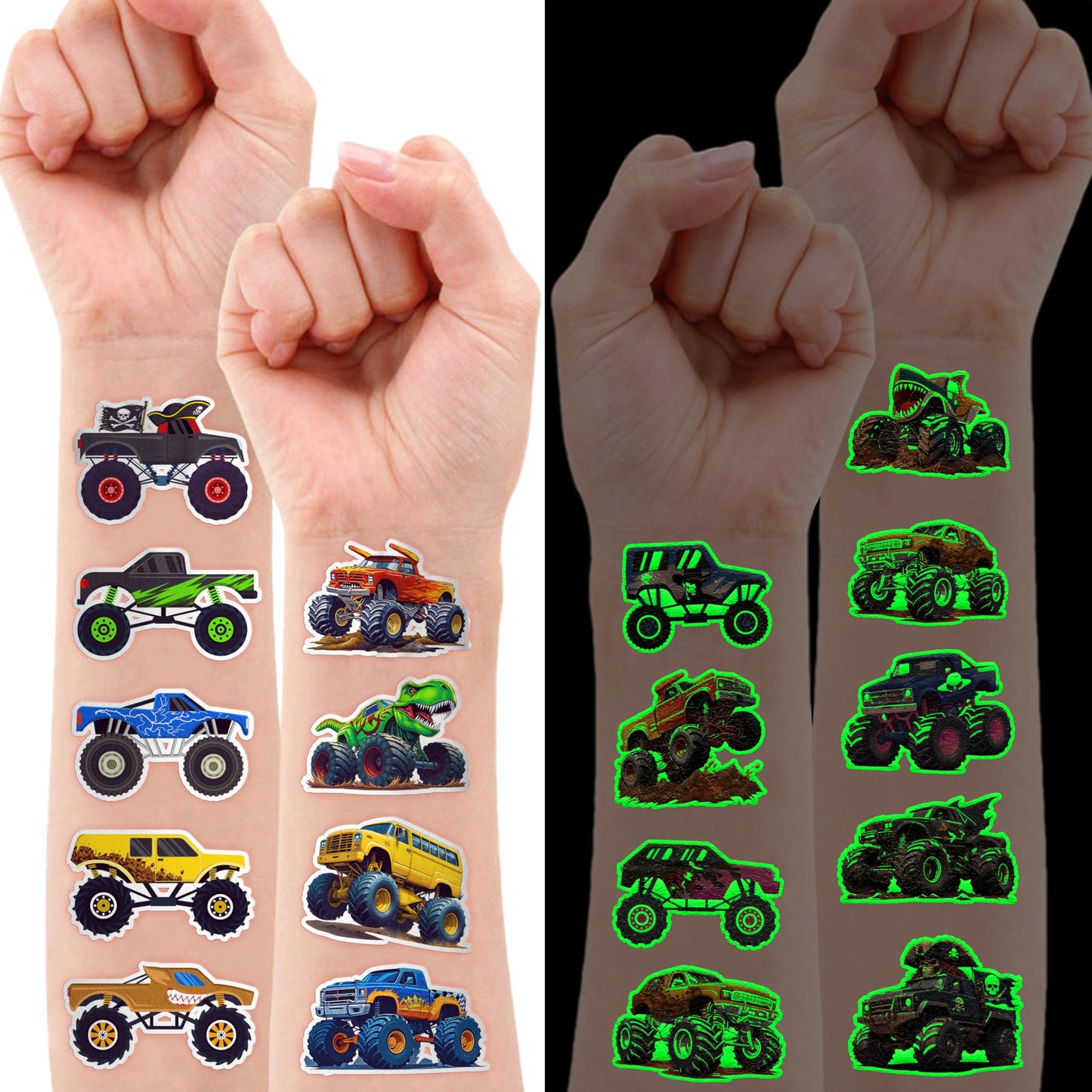96 PCS Monster Truck Pre-Cut Luminous Glow in the dark Temporary Tattoos Beauty and Personal Care 91TATTOOS