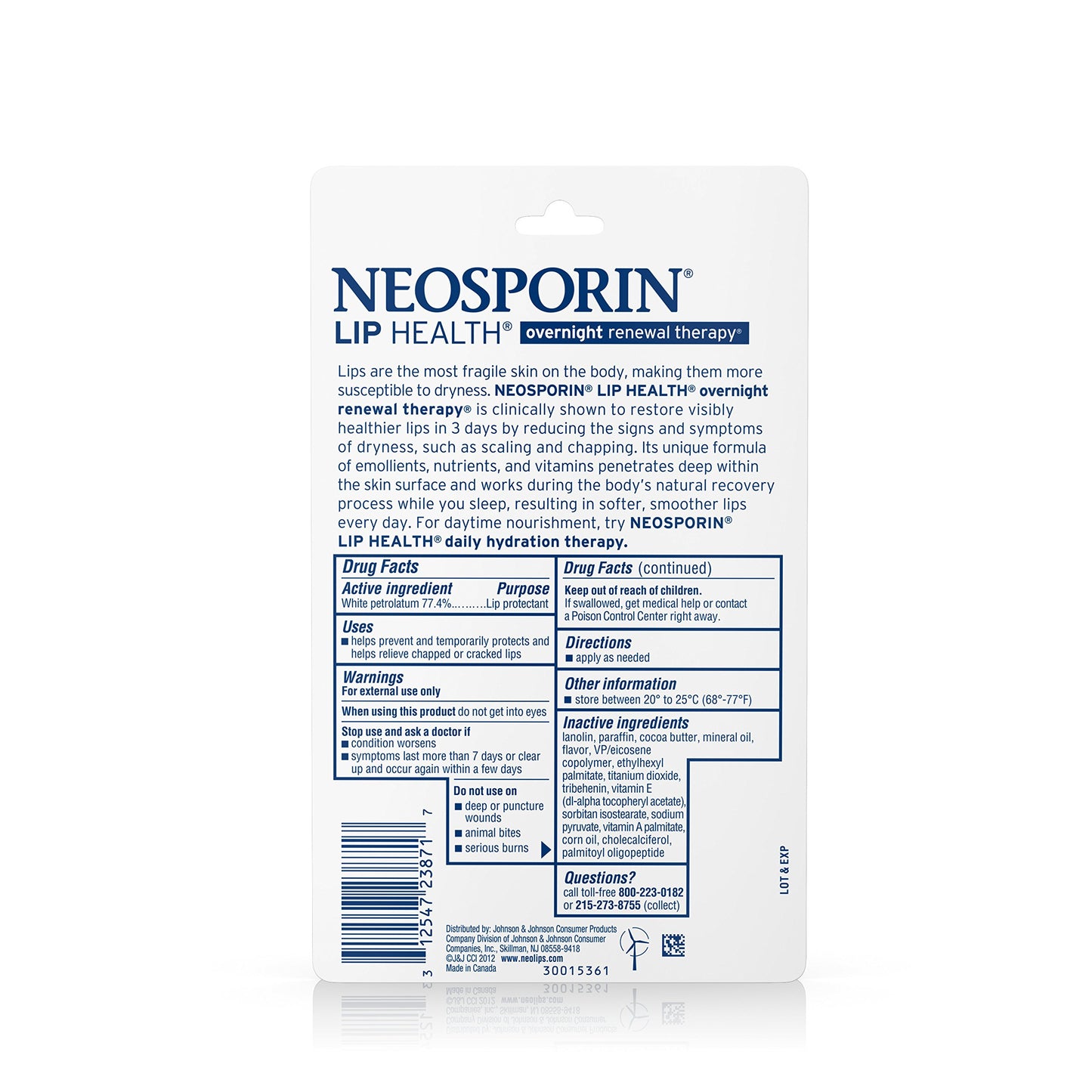 Neosporin Lip Health Overnight Healthy Lips Renewal Therapy Petrolatum Lip Protectant, 0.27oz. (Pack of 2) Beauty and Personal Care Neosporin
