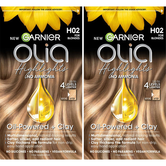 Garnier Olia Ammonia-Free Permanent Hair Dye Highlighting Kit, Oil-Rich Formula for Multidimensional Hair Color with Up to 4 Levels of Lift, Vegan