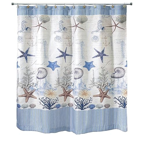 Avanti Linens - Fabric Shower Curtain, Nautical Bathroom Decor (Antigua Collection, 72")