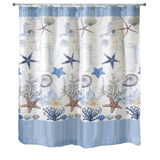 Avanti Linens - Fabric Shower Curtain, Nautical Bathroom Decor (Antigua Collection, 72")
