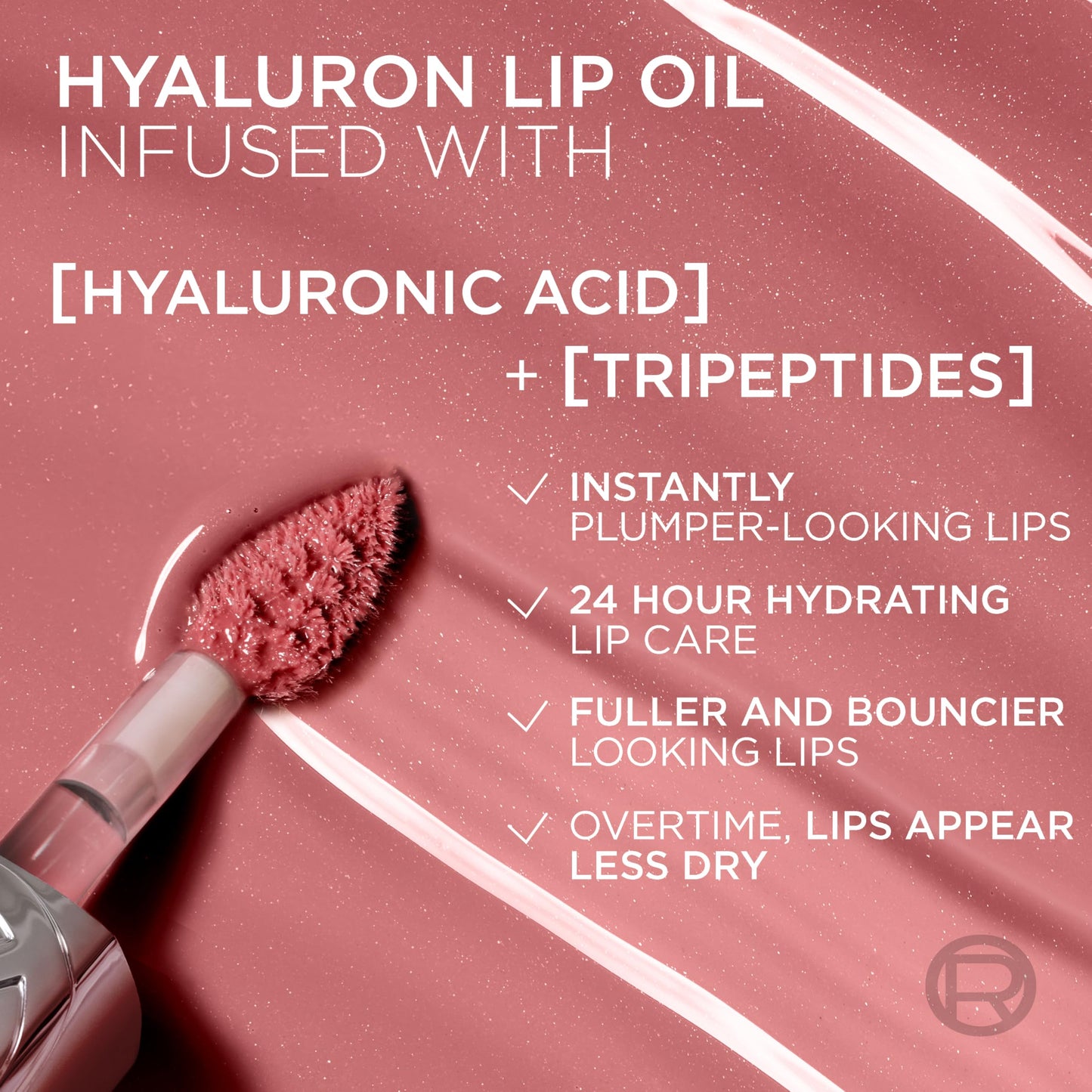 L'Oreal Paris Plump Ambition Hyaluron Lip Oil, 24 HR Lip Gloss with Hyaluronic Acid, Volumizing Formula with Glass-Like Shine, Worth It 601, 0.16 Fl