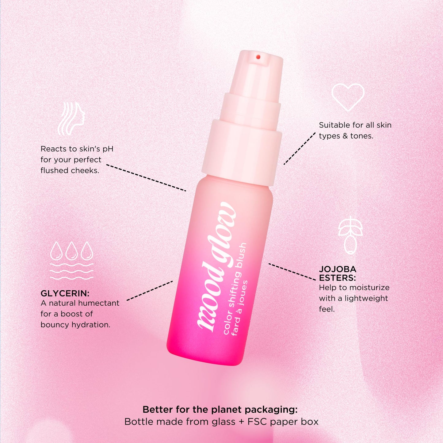 Pacifica Liquid Spray Blush Mood Glow PH Color Shifting Blush Balm Face Makeup, Color Shifting, Reacts to Skin pH, Hydrating Cheek Tint, Vegan, 0.4 fl
