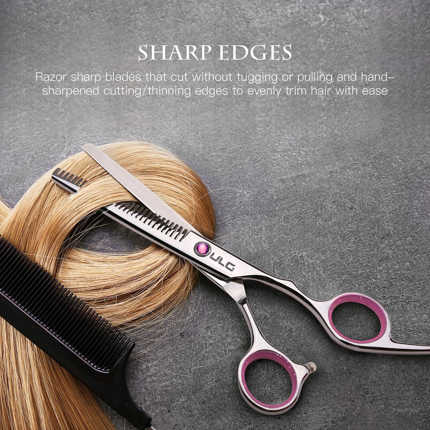 ULG Hair Cutting Scissors Thinning Shears Kit, Professional Barber Hairdressing Salon Razor Edge Scissor, Japanese Stainless Steel 6.5 inch - Classic Beauty and Personal Care ULG