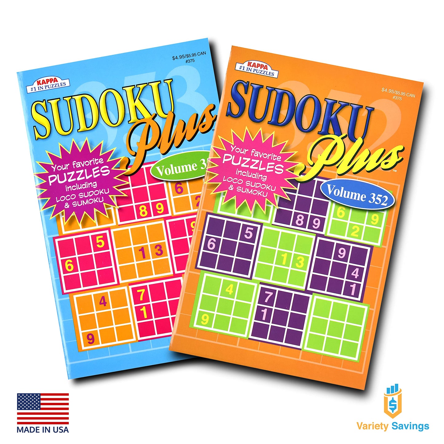 4-Pack 350+ Sudoku Puzzle Books for Adults & Seniors – Brain Stimulation Variety Pack with Tips & Tricks, Large 8x10 & 5x8 Combo