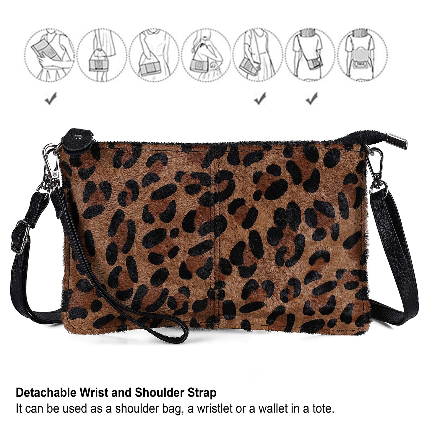 befen Women's Leather Wristlet Mini Crossbody Bag, Small Shoulder Bag Clutch Purse