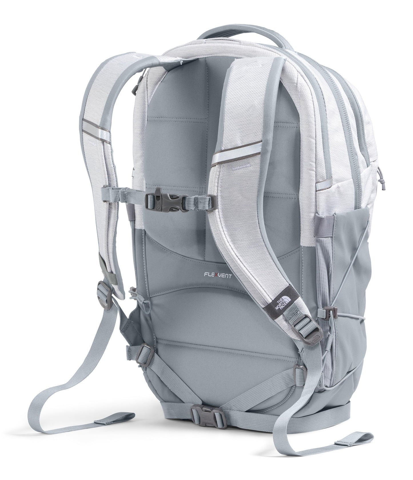 The North Face Women's Borealis Commuter Laptop Backpack - Everyday Travel Bag, 16" Laptop Sleeve, Reflective Details, TNF White Metallic Mélange/Mid Grey-NPF, One Size