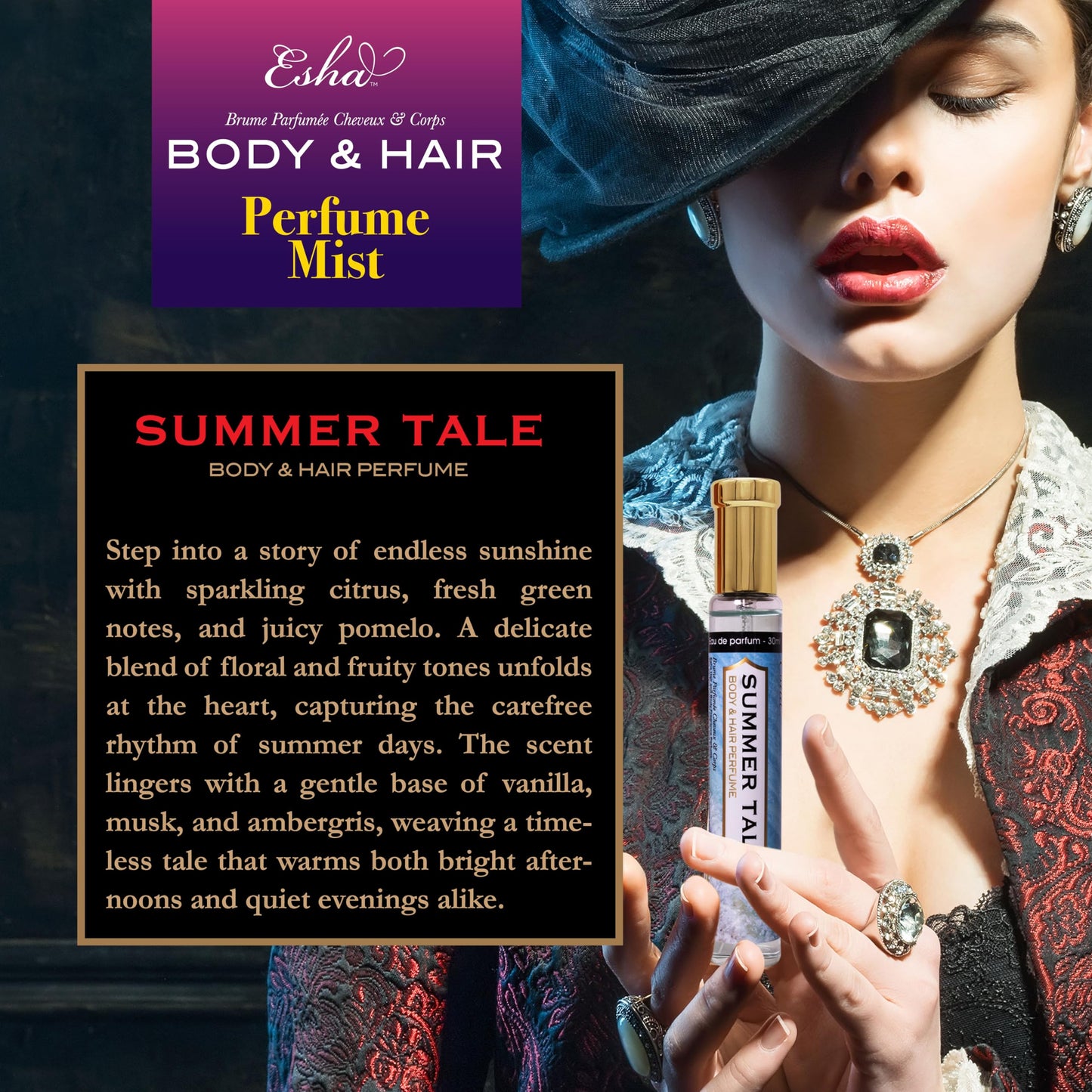 Esha Body & Hair Perfume Mist - Eau de Parfum for Women - Infused with Betaine - (SUMMER TALE) Beauty & Personal Care Esha