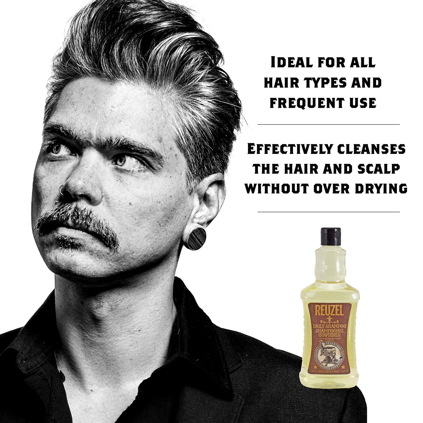 Reuzel Daily Shampoo, Cleanses Hair and Scalp, 33.81 oz