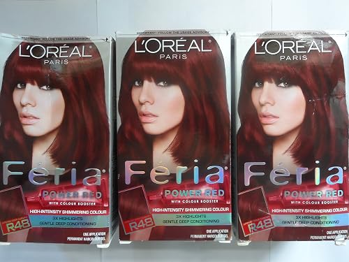 L'Oreal Paris Feria Pr Red Velvet, Size 1ct, Gel, Permanent, Auburn, R48 Intense Deep Auburn, Vegan, Tube, 1 Count